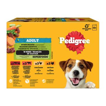 Pedigree Pouch με Μοσχάρι, Συκώτι & Κοτόπουλο σε Σάλτσα 12x100gr