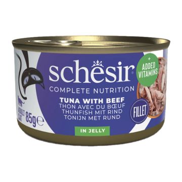 Schesir Cat Τόνος & Φιλετάκια Μοσχάρι σε Ζελέ 85gr