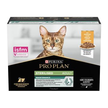 Purina Pro Plan Cat Sterilised Κοτόπουλο σε Σάλτσα 10x85gr