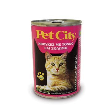 Pet City Γάτας Μπουκιές με Τόνο & Σολομό 410gr